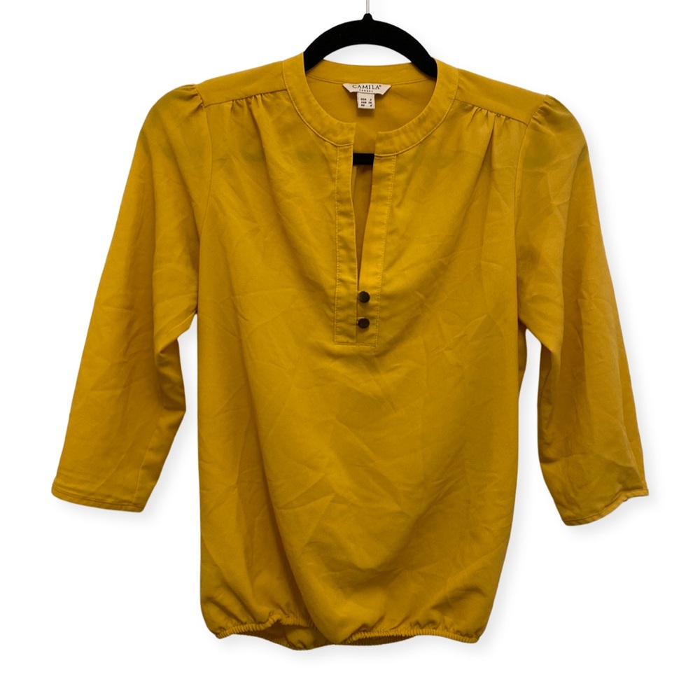 Camilla Solid Yellow Polyester Long Sleeve Blouse… - image 2